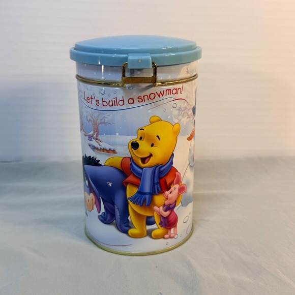 Disney Other - Disney Winnie the Pooh Snowman Winter Metal Canister Houston Harvest 1836FY05